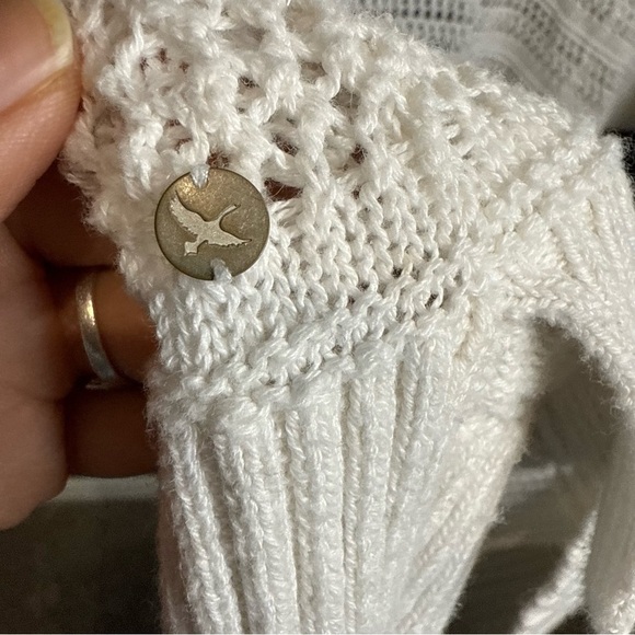Eddie Bauer White Cardigan linen/cotton hooded size L - Picture 11 of 16